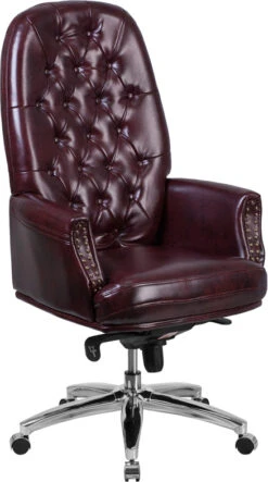 High Back Traditional Tufted Burgundy Leather Multifunction Executive Swivel Chair With Arms - By Flash Furniture - Madison Seating