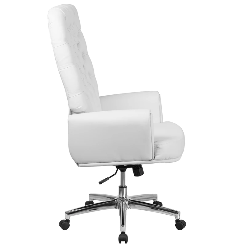 High Back Traditional Tufted White Leather Executive Swivel Chair With Arms - By Flash Furniture - Madison Seating 4 High Back Traditional Tufted White Leather Executive Swivel Chair With Arms - By Flash Furniture - Madison Seating - Image 2
