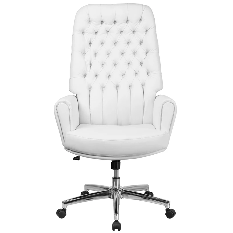High Back Traditional Tufted White Leather Executive Swivel Chair With Arms - By Flash Furniture - Madison Seating 6 High Back Traditional Tufted White Leather Executive Swivel Chair With Arms - By Flash Furniture - Madison Seating - Image 4