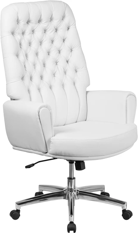 High Back Traditional Tufted White Leather Executive Swivel Chair With Arms - By Flash Furniture - Madison Seating 3 High Back Traditional Tufted White Leather Executive Swivel Chair With Arms - By Flash Furniture - Madison Seating