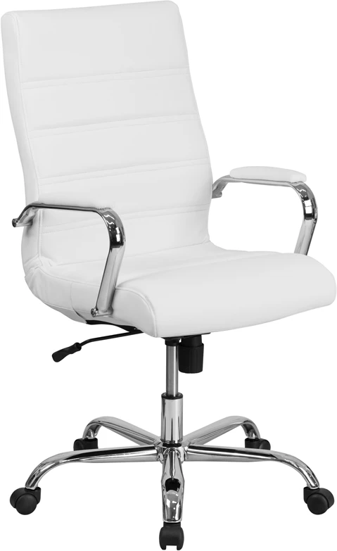 High Back White Leather Executive Swivel Chair With Chrome Base And Arms - By Flash Furniture - Madison Seating 3 High Back White Leather Executive Swivel Chair With Chrome Base And Arms - By Flash Furniture - Madison Seating