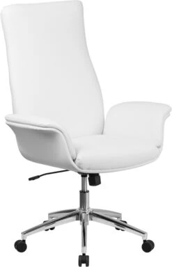 High Back White Leather Executive Swivel Chair With Flared Arms - By Flash Furniture - Madison Seating