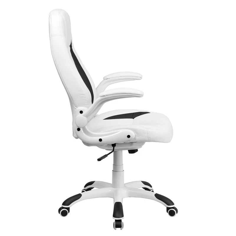 High Back White Leather Executive Swivel Chair With Flip-Up Arms - By Flash Furniture - Madison Seating 8 High Back White Leather Executive Swivel Chair With Flip-Up Arms - By Flash Furniture - Madison Seating - Image 6