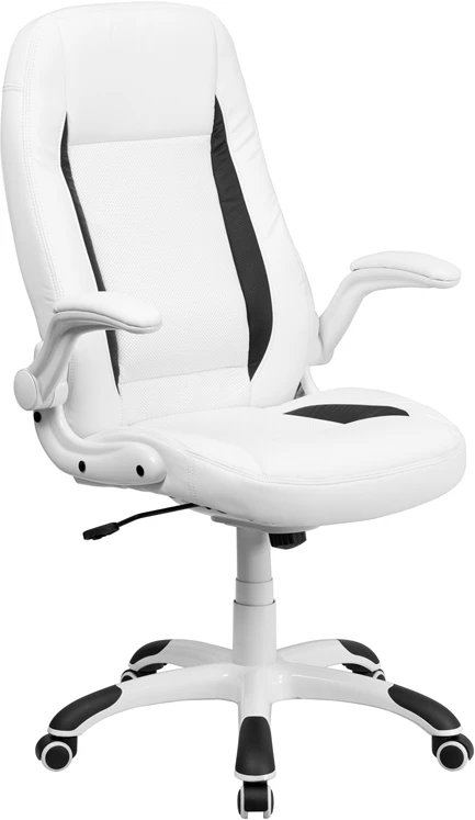 High Back White Leather Executive Swivel Chair With Flip-Up Arms - By Flash Furniture - Madison Seating 3 High Back White Leather Executive Swivel Chair With Flip-Up Arms - By Flash Furniture - Madison Seating