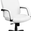 High Back White Leather Executive Swivel Chair With Memory Foam Padding With Arms - By Flash Furniture - Madison Seating -Executive Chairs Sales High Back White Leather Executive Swivel Chair with Memory Foam Padding with Arms by Flash Furniture