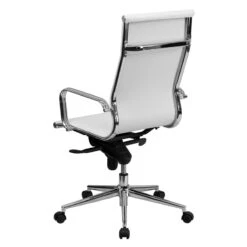 High Back White Ribbed Leather Executive Swivel Chair With Knee-Tilt Control And Arms - By Flash Furniture - Madison Seating -Executive Chairs Sales High Back White Ribbed Leather Executive Swivel Chair with Knee Tilt Control and Arms by Flash Furniture 6