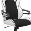 High Back White Vinyl Executive Swivel Chair With Black Fabric Inserts And Arms - By Flash Furniture - Madison Seating 1 High Back White Vinyl Executive Swivel Chair With Black Fabric Inserts And Arms - By Flash Furniture - Madison Seating -Executive Chairs Sales High Back White Vinyl Executive Swivel Chair with Black Fabric Inserts and Arms by Flash Furniture