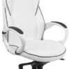 High Back White Vinyl Executive Swivel Chair With Black Trim And Arms - By Flash Furniture - Madison Seating -Executive Chairs Sales High Back White Vinyl Executive Swivel Chair with Black Trim and Arms by Flash Furniture