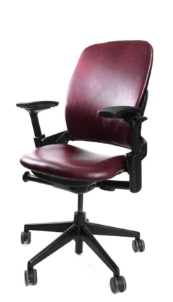 Leap Chair V2 In Burgundy Leather By Steelcase - Madison Seating