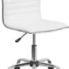Low Back Designer Armless White Ribbed Swivel Task Chair - By Flash Furniture - Madison Seating -Executive Chairs Sales Low Back Designer Armless White Ribbed Swivel Task Chair by Flash Furniture