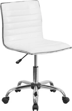 Low Back Designer Armless White Ribbed Swivel Task Chair - By Flash Furniture - Madison Seating