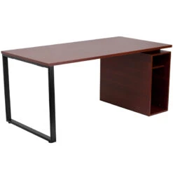Mahogany Computer Desk With Open Storage Pedestal - By Flash Furniture - Madison Seating