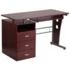 Mahogany Desk With Three Drawer Pedestal And Pull-Out Keyboard Tray - By Flash Furniture - Madison Seating -Executive Chairs Sales Mahogany Desk with Three Drawer Pedestal and Pull Out Keyboard Tray by Flash Furniture