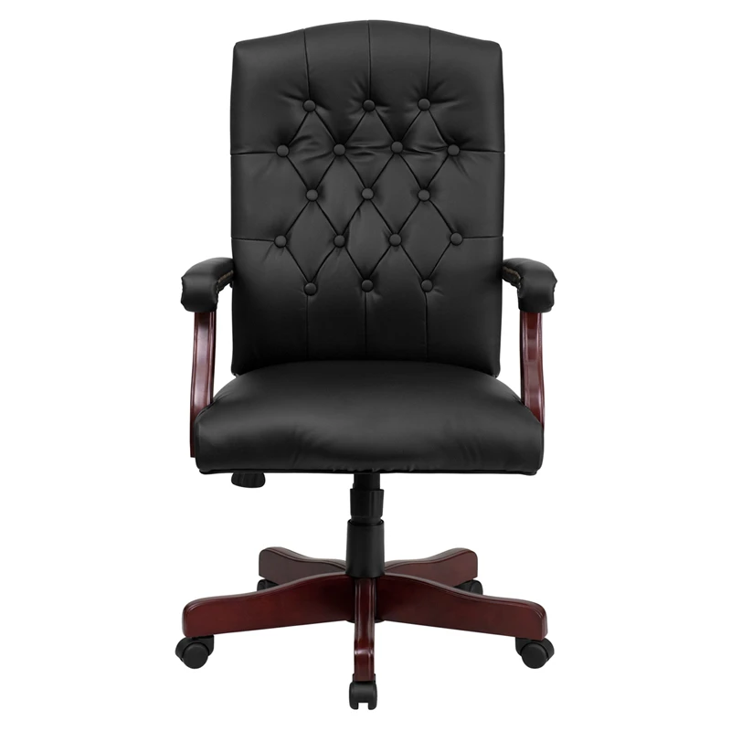 Martha Washington Black Leather Executive Swivel Chair With Arms - By Flash Furniture - Madison Seating 6 Martha Washington Black Leather Executive Swivel Chair With Arms - By Flash Furniture - Madison Seating - Image 4