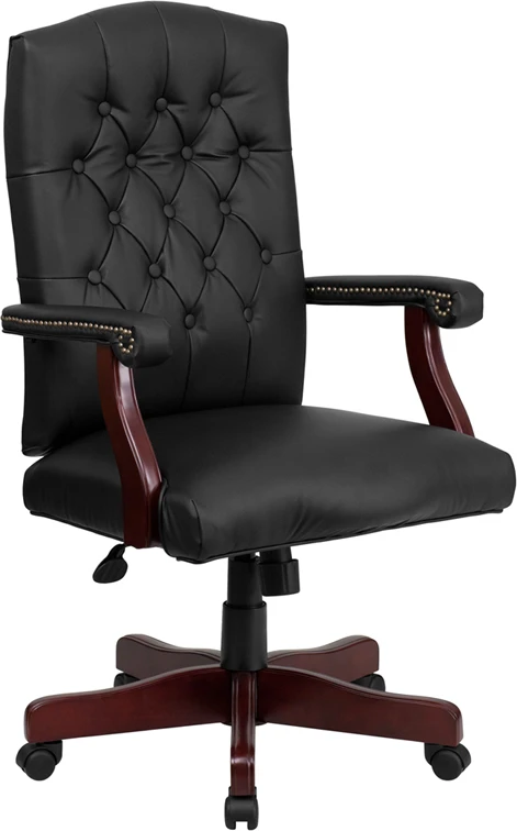 Martha Washington Black Leather Executive Swivel Chair With Arms - By Flash Furniture - Madison Seating 3 Martha Washington Black Leather Executive Swivel Chair With Arms - By Flash Furniture - Madison Seating