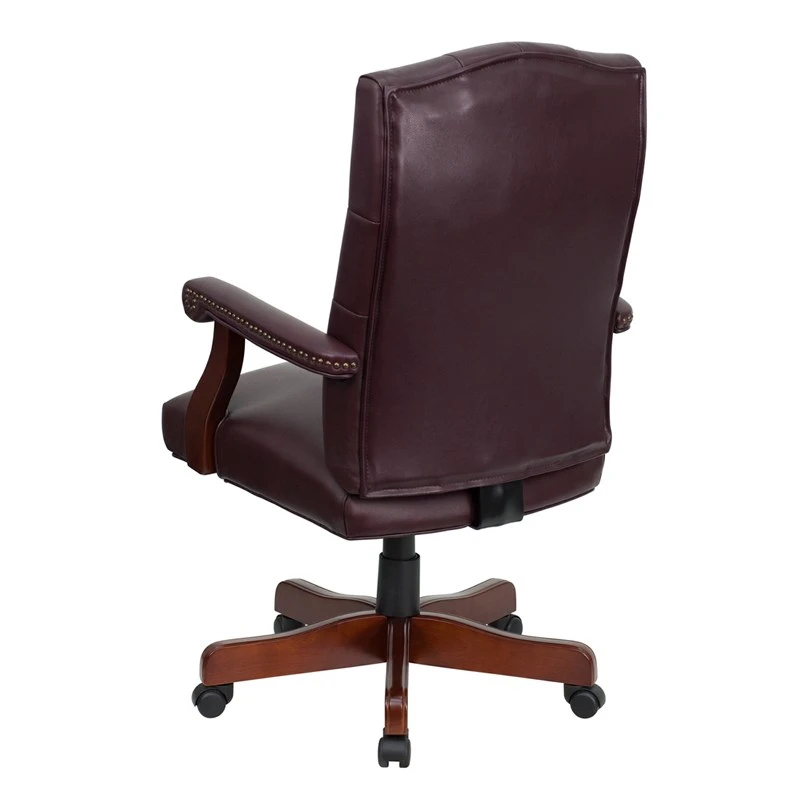 Martha Washington Burgundy Leather Executive Swivel Chair With Arms - By Flash Furniture - Madison Seating 5 Martha Washington Burgundy Leather Executive Swivel Chair With Arms - By Flash Furniture - Madison Seating - Image 3