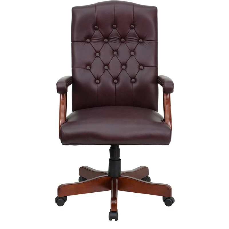 Martha Washington Burgundy Leather Executive Swivel Chair With Arms - By Flash Furniture - Madison Seating 6 Martha Washington Burgundy Leather Executive Swivel Chair With Arms - By Flash Furniture - Madison Seating - Image 4