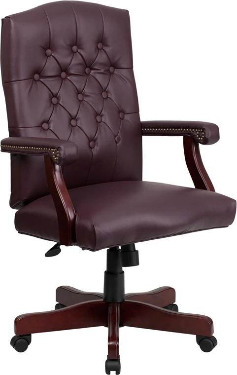 Martha Washington Burgundy Leather Executive Swivel Chair With Arms - By Flash Furniture - Madison Seating 3 Martha Washington Burgundy Leather Executive Swivel Chair With Arms - By Flash Furniture - Madison Seating
