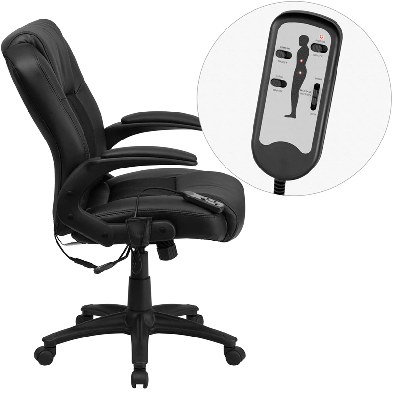 Massaging Black Leather Executive Swivel Chair With Arms - By Flash Furniture - Madison Seating 4 Massaging Black Leather Executive Swivel Chair With Arms - By Flash Furniture - Madison Seating - Image 2