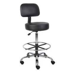 Medical Drafting Stool With Black Caressoft Upholstery By Boss Office Products - Madison Seating