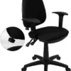 Mid-Back Black Fabric Multifunction Swivel Task Chair With Adjustable Lumbar Support And Adjustable Arms - By Flash Furniture - Madison Seating