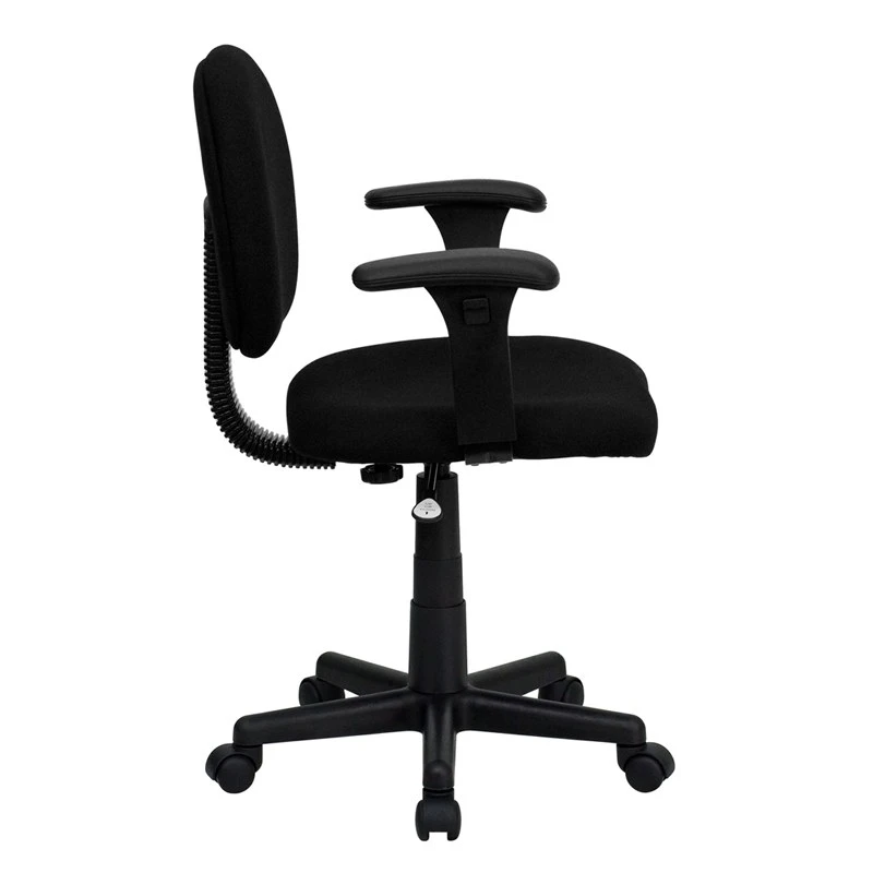 Mid-Back Black Fabric Swivel Task Chair With Adjustable Arms - By Flash Furniture - Madison Seating 4 Mid-Back Black Fabric Swivel Task Chair With Adjustable Arms - By Flash Furniture - Madison Seating - Image 2