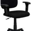 Mid-Back Black Fabric Swivel Task Chair With Adjustable Arms - By Flash Furniture - Madison Seating -Executive Chairs Sales Mid Back Black Fabric Swivel Task Chair with Adjustable Arms by Flash Furniture