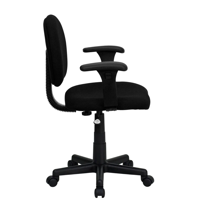 Mid-Back Black Fabric Swivel Task Chair With Adjustable Arms - By Flash Furniture - Madison Seating 5 Mid-Back Black Fabric Swivel Task Chair With Adjustable Arms - By Flash Furniture - Madison Seating - Image 3