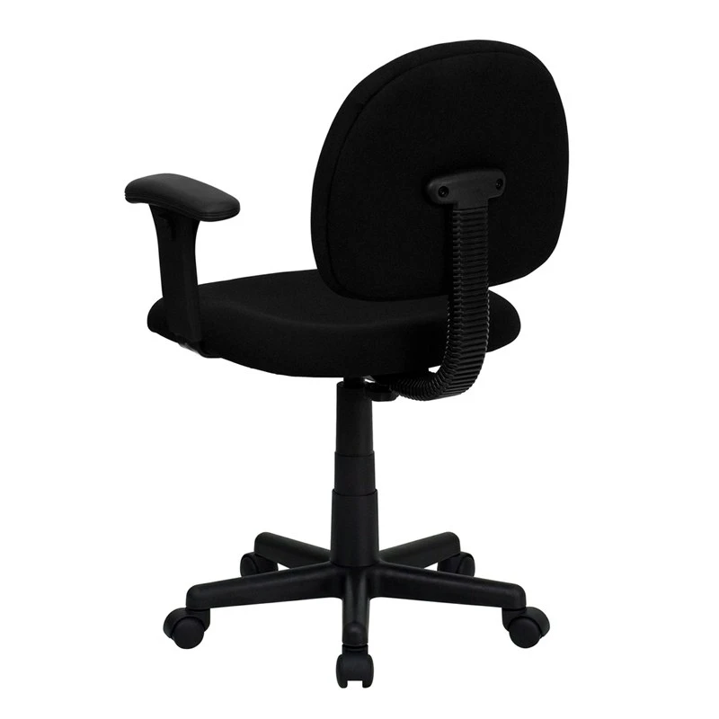 Mid-Back Black Fabric Swivel Task Chair With Adjustable Arms - By Flash Furniture - Madison Seating 6 Mid-Back Black Fabric Swivel Task Chair With Adjustable Arms - By Flash Furniture - Madison Seating - Image 4