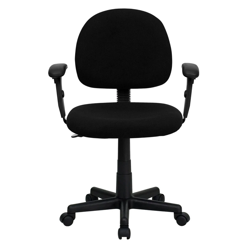 Mid-Back Black Fabric Swivel Task Chair With Adjustable Arms - By Flash Furniture - Madison Seating 9 Mid-Back Black Fabric Swivel Task Chair With Adjustable Arms - By Flash Furniture - Madison Seating - Image 7