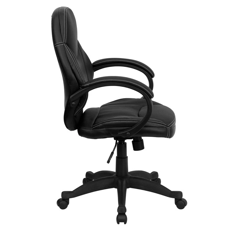 Mid-Back Black Leather Contemporary Executive Swivel Chair With Arms - By Flash Furniture - Madison Seating 4 Mid-Back Black Leather Contemporary Executive Swivel Chair With Arms - By Flash Furniture - Madison Seating - Image 2