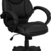 Mid-Back Black Leather Contemporary Executive Swivel Chair With Arms - By Flash Furniture - Madison Seating -Executive Chairs Sales Mid Back Black Leather Contemporary Executive Swivel Chair with Arms by Flash Furniture