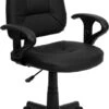 Mid-Back Black Leather Ergonomic Swivel Task Chair With Adjustable Arms - By Flash Furniture - Madison Seating 2 Mid-Back Black Leather Ergonomic Swivel Task Chair With Adjustable Arms - By Flash Furniture - Madison Seating -Executive Chairs Sales Mid Back Black Leather Ergonomic Swivel Task Chair with Adjustable Arms by Flash Furniture