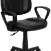 Mid-Back Black Leather Ergonomic Swivel Task Chair With Arms - By Flash Furniture - Madison Seating 2 Mid-Back Black Leather Ergonomic Swivel Task Chair With Arms - By Flash Furniture - Madison Seating -Executive Chairs Sales Mid Back Black Leather Ergonomic Swivel Task Chair with Arms by Flash Furniture
