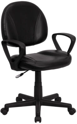 Mid-Back Black Leather Ergonomic Swivel Task Chair With Arms - By Flash Furniture - Madison Seating
