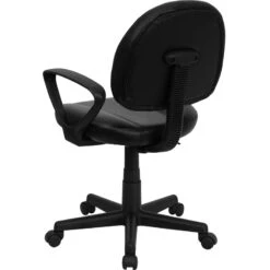 Mid-Back Black Leather Ergonomic Swivel Task Chair With Arms - By Flash Furniture - Madison Seating -Executive Chairs Sales Mid Back Black Leather Ergonomic Swivel Task Chair with Arms by Flash Furniture 3