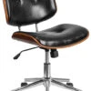 Mid-Back Black Leather Ergonomic Wood Swivel Task Chair - By Flash Furniture - Madison Seating