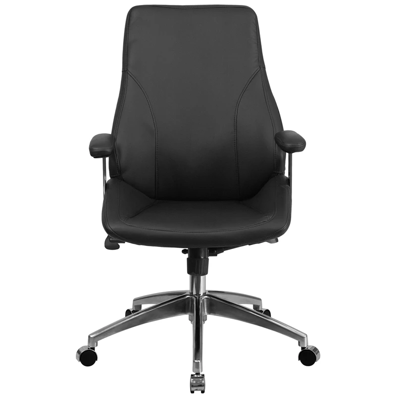 Mid-Back Black Leather Executive Swivel Chair With Arms - By Flash Furniture - Madison Seating 4 Mid-Back Black Leather Executive Swivel Chair With Arms - By Flash Furniture - Madison Seating - Image 2