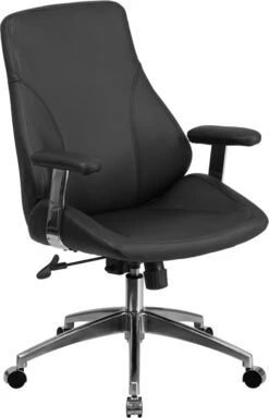 Mid-Back Black Leather Executive Swivel Chair With Arms - By Flash Furniture - Madison Seating