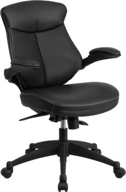 Mid-Back Black Leather Executive Swivel Chair With Back Angle Adjustment And Flip-Up Arms - By Flash Furniture - Madison Seating