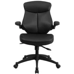 Mid-Back Black Leather Executive Swivel Chair With Back Angle Adjustment And Flip-Up Arms - By Flash Furniture - Madison Seating -Executive Chairs Sales Mid Back Black Leather Executive Swivel Chair with Back Angle Adjustment and Flip Up Arms by Flash Furniture 3