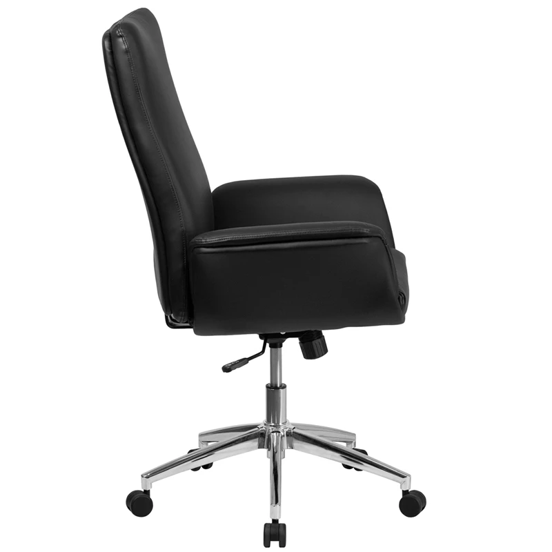 Mid-Back Black Leather Executive Swivel Chair With Flared Arms - By Flash Furniture - Madison Seating 4 Mid-Back Black Leather Executive Swivel Chair With Flared Arms - By Flash Furniture - Madison Seating - Image 2