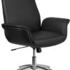 Mid-Back Black Leather Executive Swivel Chair With Flared Arms - By Flash Furniture - Madison Seating