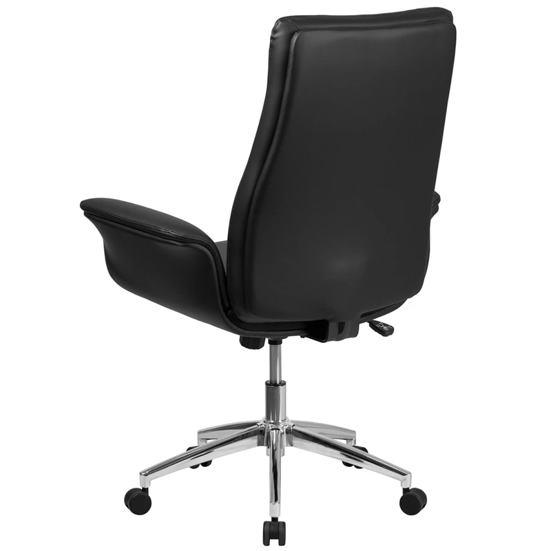 Mid-Back Black Leather Executive Swivel Chair With Flared Arms - By Flash Furniture - Madison Seating 5 Mid-Back Black Leather Executive Swivel Chair With Flared Arms - By Flash Furniture - Madison Seating - Image 3