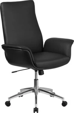 Mid-Back Black Leather Executive Swivel Chair With Flared Arms - By Flash Furniture - Madison Seating