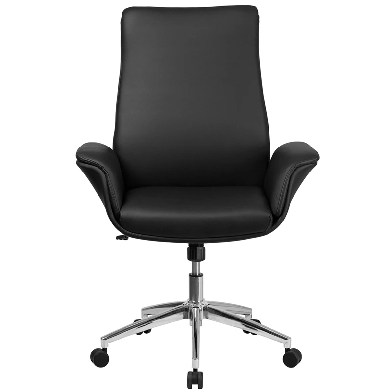 Mid-Back Black Leather Executive Swivel Chair With Flared Arms - By Flash Furniture - Madison Seating 6 Mid-Back Black Leather Executive Swivel Chair With Flared Arms - By Flash Furniture - Madison Seating - Image 4