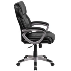 Mid-Back Black Leather Executive Swivel Chair With Padded Arms - By Flash Furniture - Madison Seating -Executive Chairs Sales Mid Back Black Leather Executive Swivel Chair with Padded Arms by Flash Furniture 3