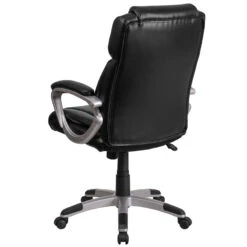 Mid-Back Black Leather Executive Swivel Chair With Padded Arms - By Flash Furniture - Madison Seating -Executive Chairs Sales Mid Back Black Leather Executive Swivel Chair with Padded Arms by Flash Furniture 4
