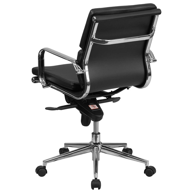 Mid-Back Black Leather Executive Swivel Chair With Synchro-Tilt Mechanism And Arms - By Flash Furniture - Madison Seating 5 Mid-Back Black Leather Executive Swivel Chair With Synchro-Tilt Mechanism And Arms - By Flash Furniture - Madison Seating - Image 3