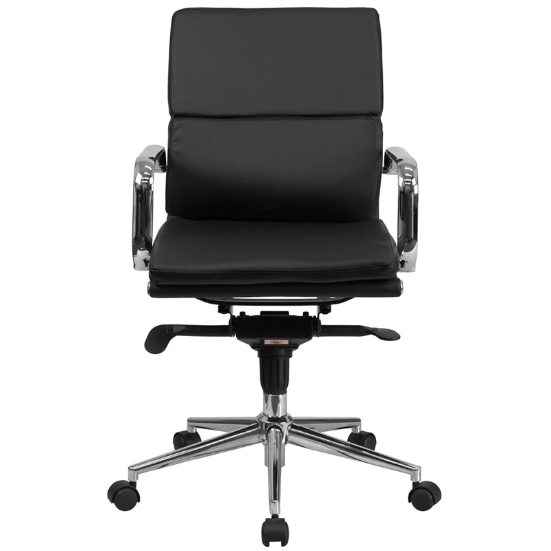 Mid-Back Black Leather Executive Swivel Chair With Synchro-Tilt Mechanism And Arms - By Flash Furniture - Madison Seating 6 Mid-Back Black Leather Executive Swivel Chair With Synchro-Tilt Mechanism And Arms - By Flash Furniture - Madison Seating - Image 4